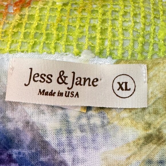 Jess & Jane Vernet Burnout with Boucle Mesh Overlay Contrast Tunic Women's XL - Picture 6 of 7